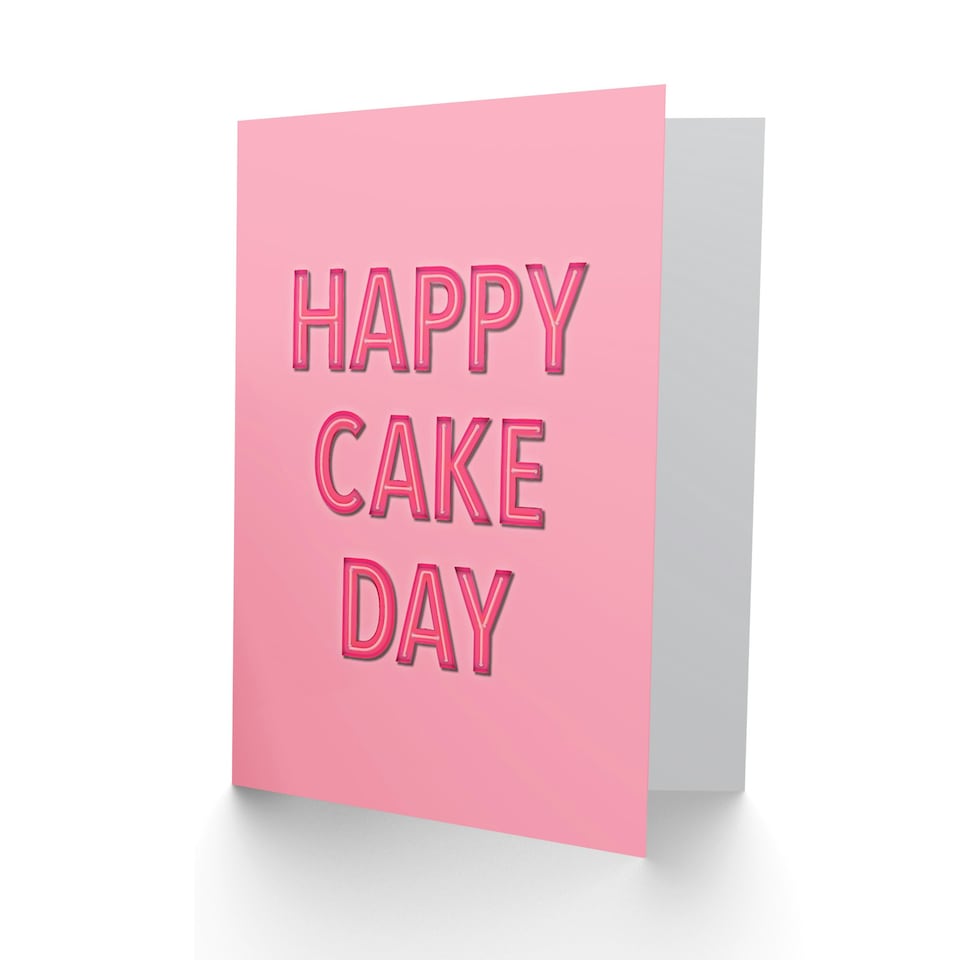 image 1 of Cake Day Neon Pink Birthday Card