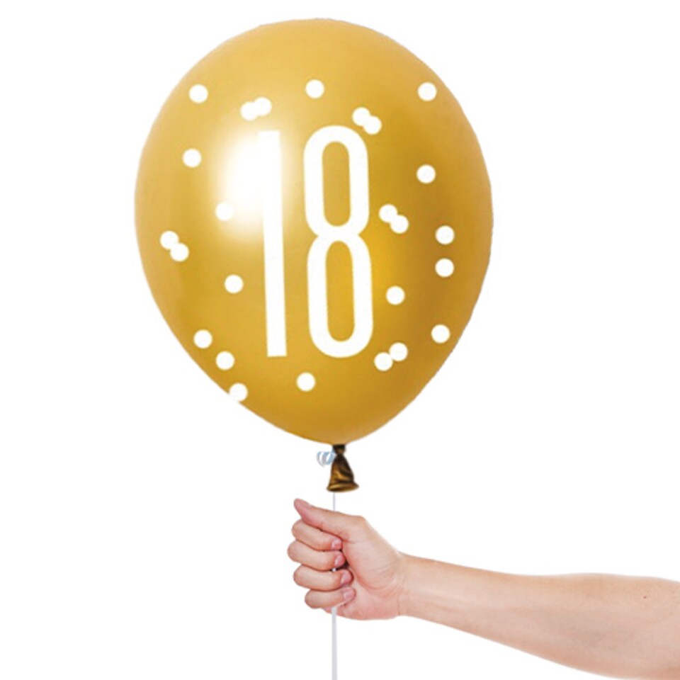 image 1 of Black Glitz Pearlescent 18th Birthday Latex Balloons 30cm / 12 in - Pack of 6