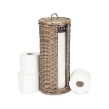 Open Round Rattan 3 Toilet Roll Holder | Brown | Brown | One Size