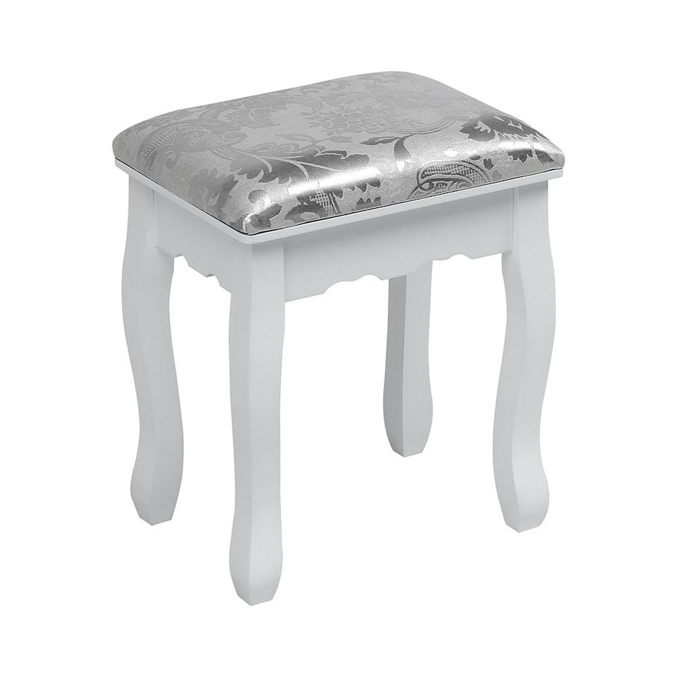 image 1 of Living and Home Lighted Makeup Vanity Desk with Mirror and Stool - White