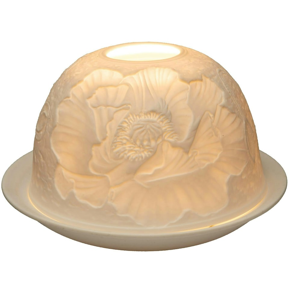 Nordic Lights Tealight Porcelain Candle Shade and Plate Poppies