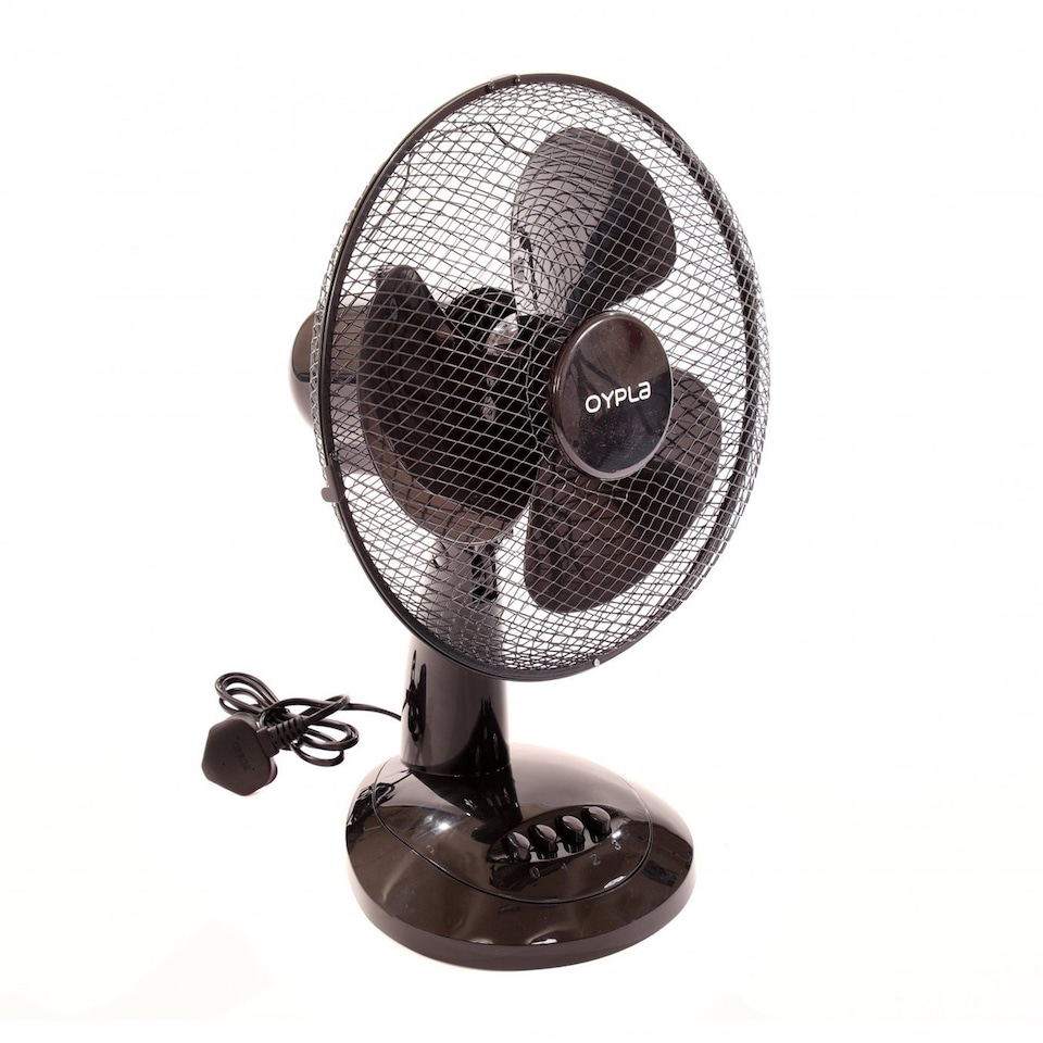 image 1 of 12 Inch 3 Speed Oscillating Black Electric Desk Home Office Fan