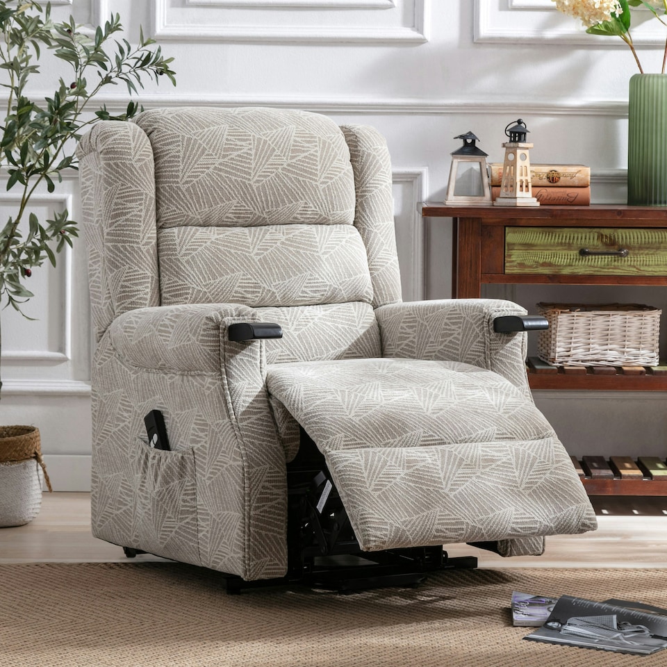 image 1 of Ashfield Electric Fabric Single Motor Rise Recliner Mobility Chair (Cream)