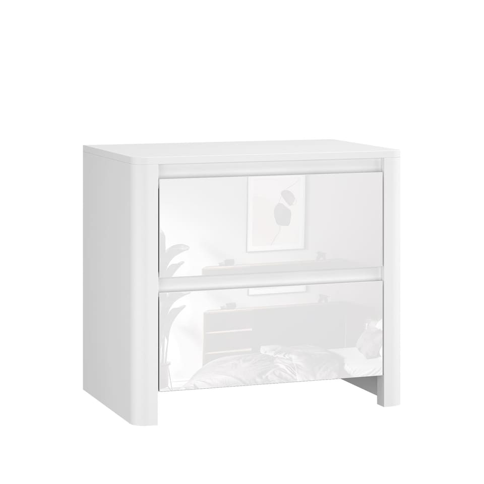 image 1 of Ardenza White High Gloss 2 Drawer Bedside Cabinet Bedroom Storage Unit