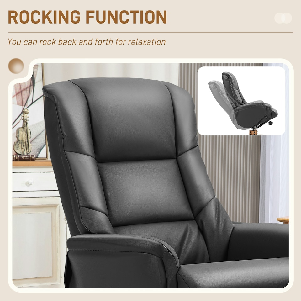 image 1 of HOMCOM Recliner Armchair with Wood Base, Upholstered Reclining Chair, Black | Black