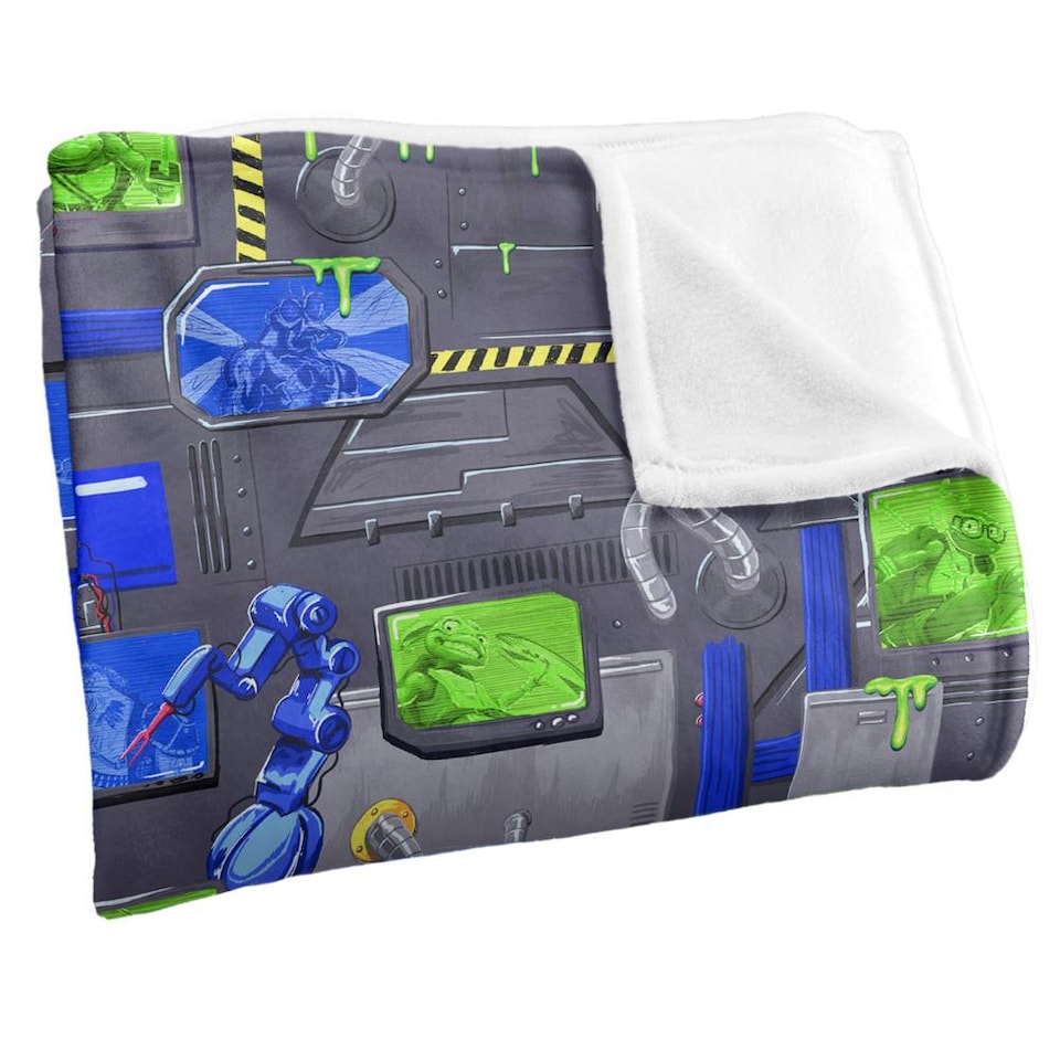 image 1 of Teenage Mutant Ninja Turtles: Mutant Mayhem Sewer Tech Silky Patterned Supersoft Blanket | Multi | Multicoloured | 152cm x 127cm | 1