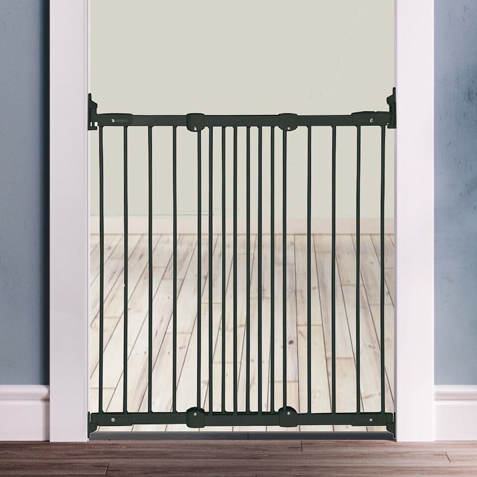 image 1 of Safetots Diagonal Fit Baby Gate, 67cm - 105.5cm, Black Metal, Multi Fit Stair Gate, Diagonal Fit Safety Gate