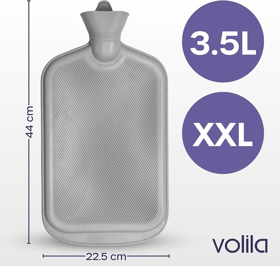image 1 of 3.5L Extra Large Hot Water Bottle - Faux Fur Covered for Pain Relief, Hand and Foot Warmer | Grey | Grey | 3.5L