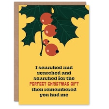 I Searched For The Perfect Gift Funny Cheeky Blank For Him Or Her Art Christmas Card