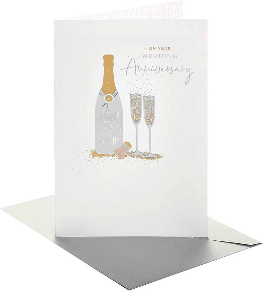 image 1 of Champagne Glasses Design Anniversary Card