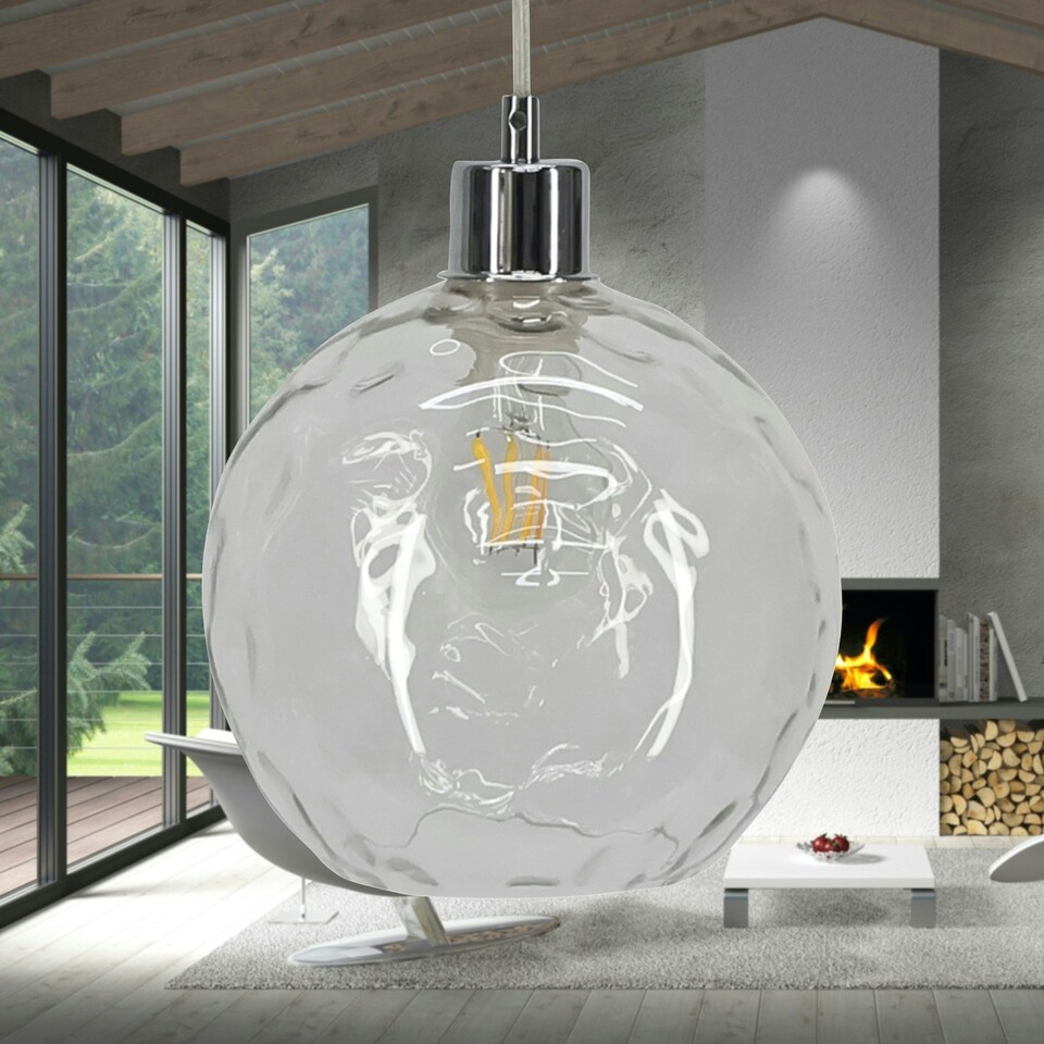 image 1 of First Choice Lighting Barnum Clear Dimpled Glass Easy Fit Pendant Shade Clear