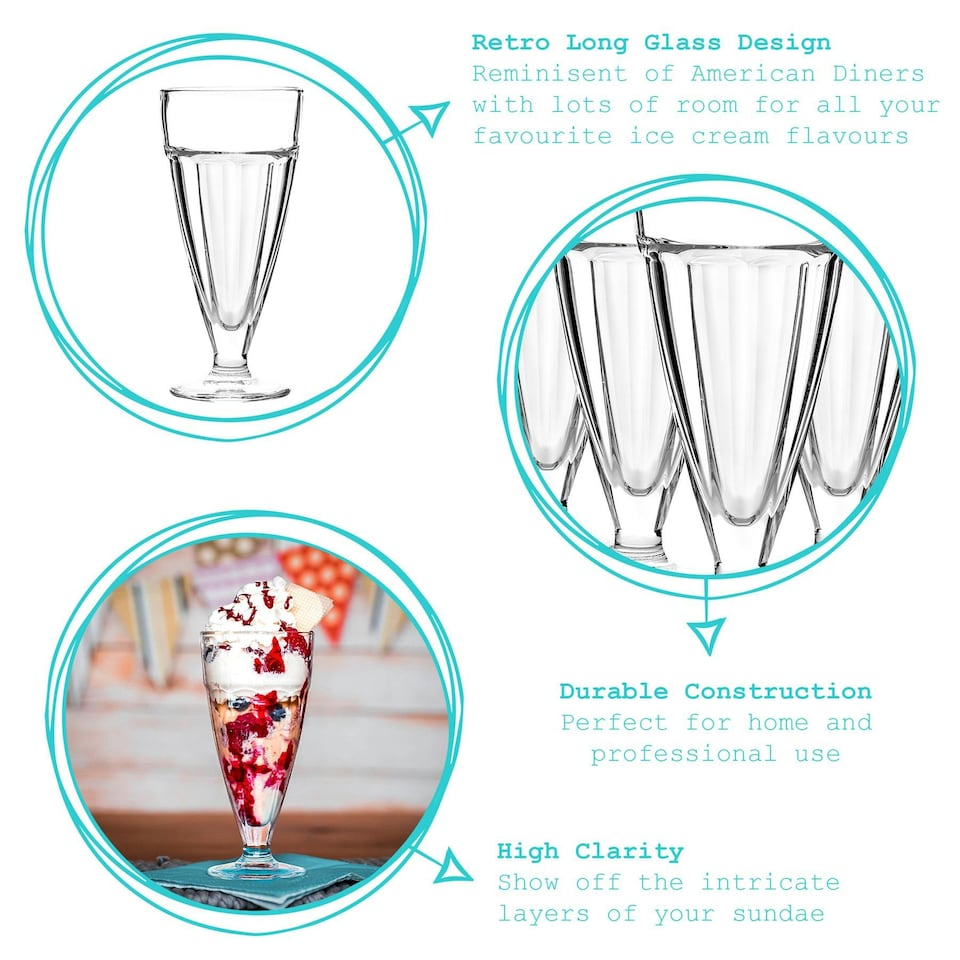 image 1 of Argon Tableware Ice Cream Sundae Glasses - 350ml - Clear - Pack of 4 Clear
