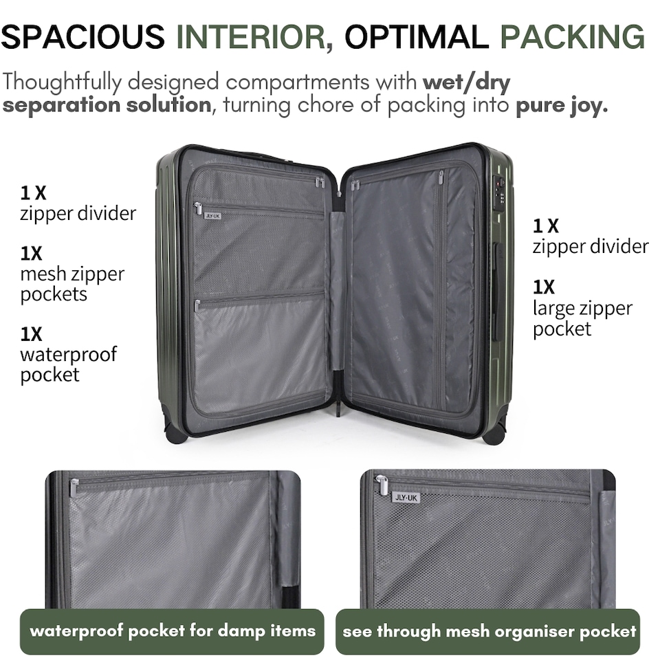 image 1 of 4 Piece Suitcase Set: Vanity, Carry-On, Medium & Large with Cupholder | Green | Hunter Green