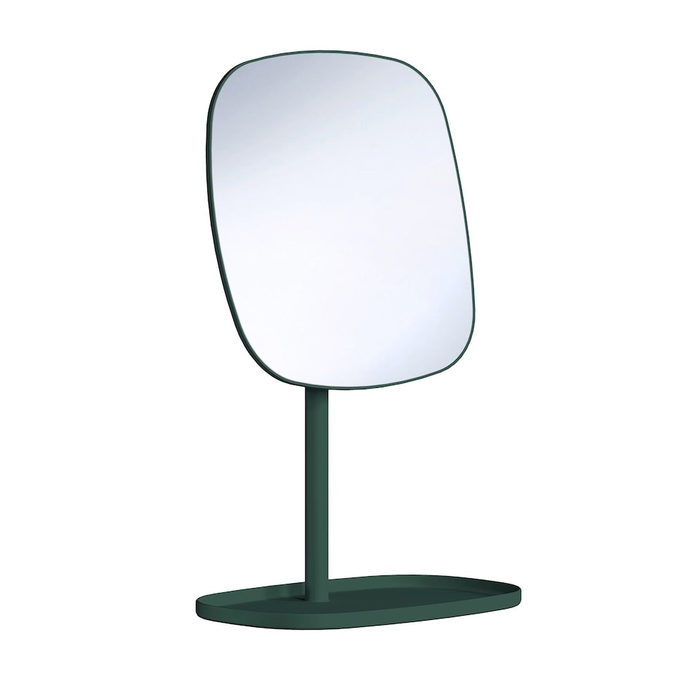 image 1 of BESLAGSBODEN Matt Green Freestanding Bathroom Mirror with Storage Tray