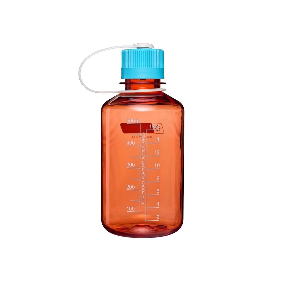 image 1 of Nalgene Narrow Mouth 500ml Tritan Renew Water Bottle - Flame - Blue Atoll Cap