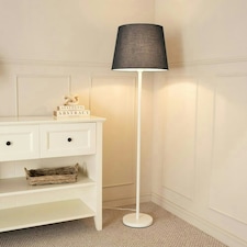 ValueLights Charlie White Floor Lamp Black Taper Shade 