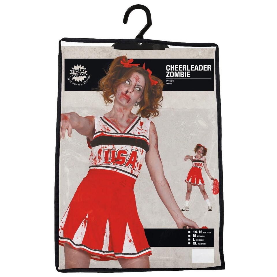 image 1 of Fiestas Guirca Womens/Ladies Zombie Cheerleader Costume | Red | Red/White | L | 1