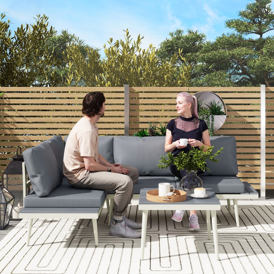 image 1 of Outsunny 3 Piece Garden Furniture Set with 5-Level Adjustable Lounger, Grey