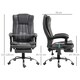 image 6 of Vinsetto Office Chair with Massage and Heat, Microfibre Reclining Computer Desk Chair with Footrest and Adjustable Height, Swivel Wheels for Home Office, Charcoal Grey