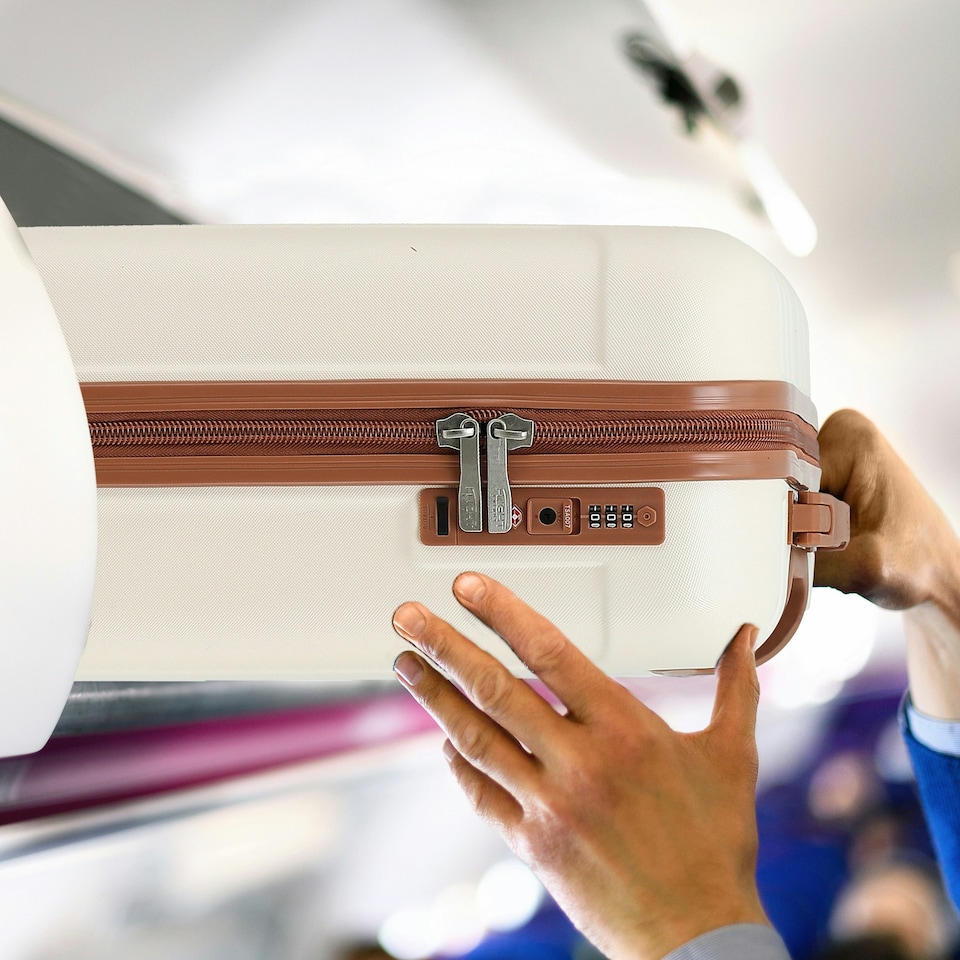 image 1 of Flight Knight Premium Hard Shell Lightweight Cabin Suitcase - 8 Wheels - TSA Lock & USB Port - 100 Airlines Approved Including Ryanair Priority - 55x40x20cm Cream | Cream | Cabin Bag