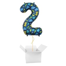 Dinosaur Number 2 Helium Foil Giant Balloon - Inflated Balloon in a Box Multi