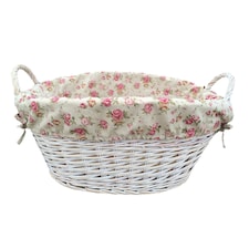White Finish Garden Rose Lined Wash Basket | Multi | Garden Rose