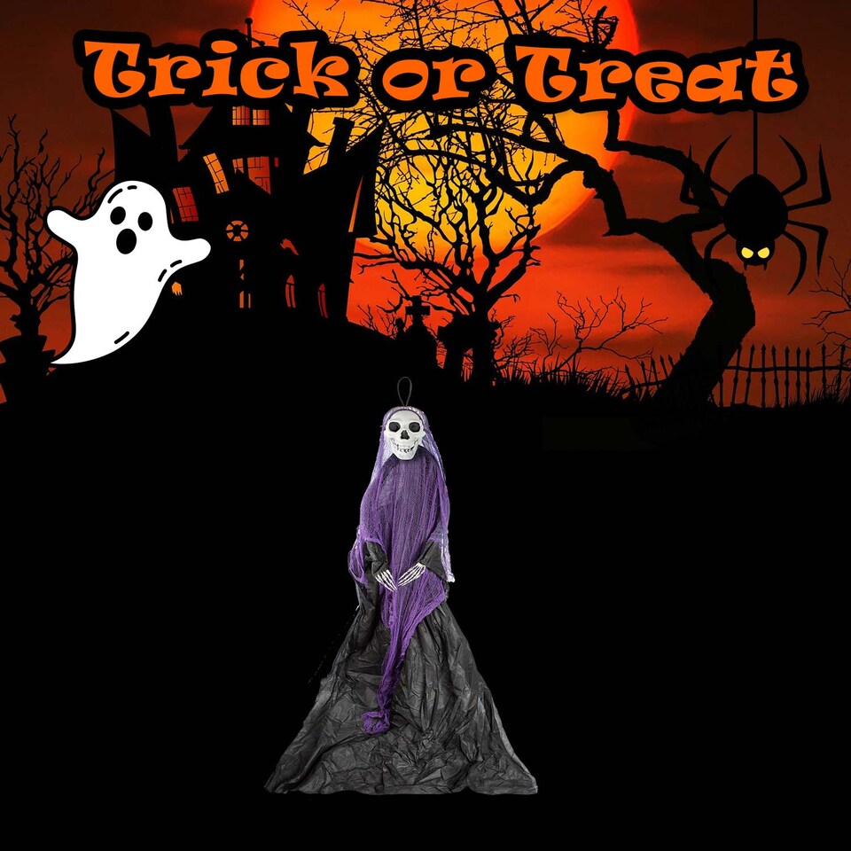 image 1 of PMS 7ft Hanging Halloween Decoration, Pumpkin Orange