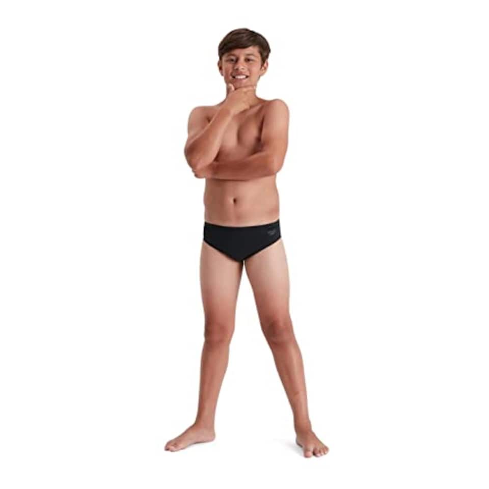 image 1 of Speedo Boy's Endurance+ 6.5cm Swim Briefs | Chlorine Resistant | Quick Drying | Stretch Fabric | Comfort Fit, Black, 13-14 Years