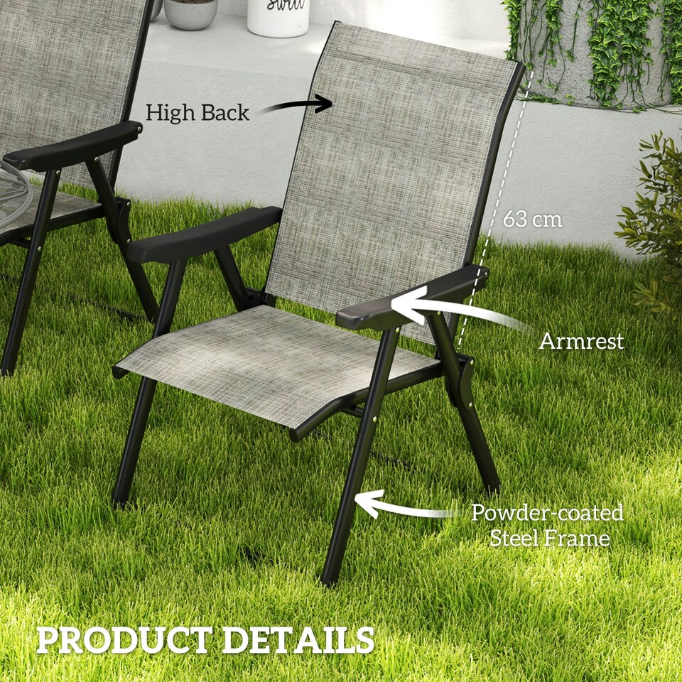 image 1 of Outsunny Folding Garden Dining Chairs Set of 4 with Mesh Seat Brown | 2 pcs