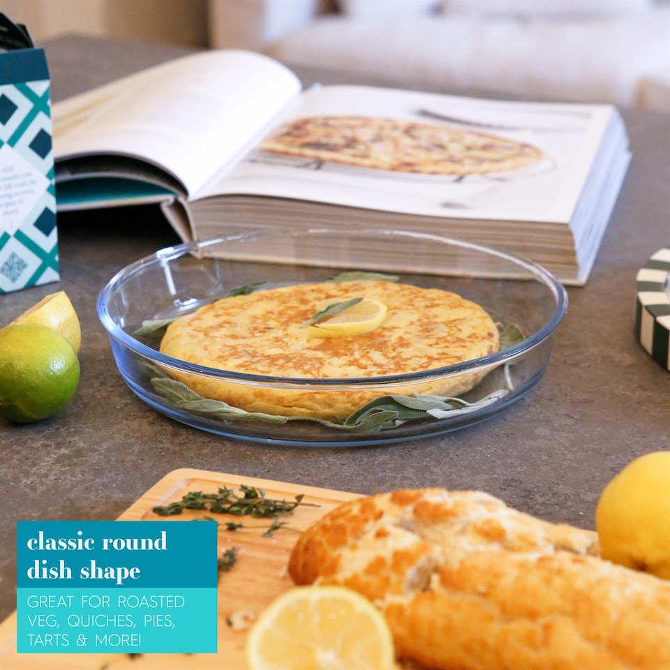 image 1 of Argon Tableware Round Glass Oven Dish - 26cm x 26cm | Clear | Clear | 26cm x 26cm