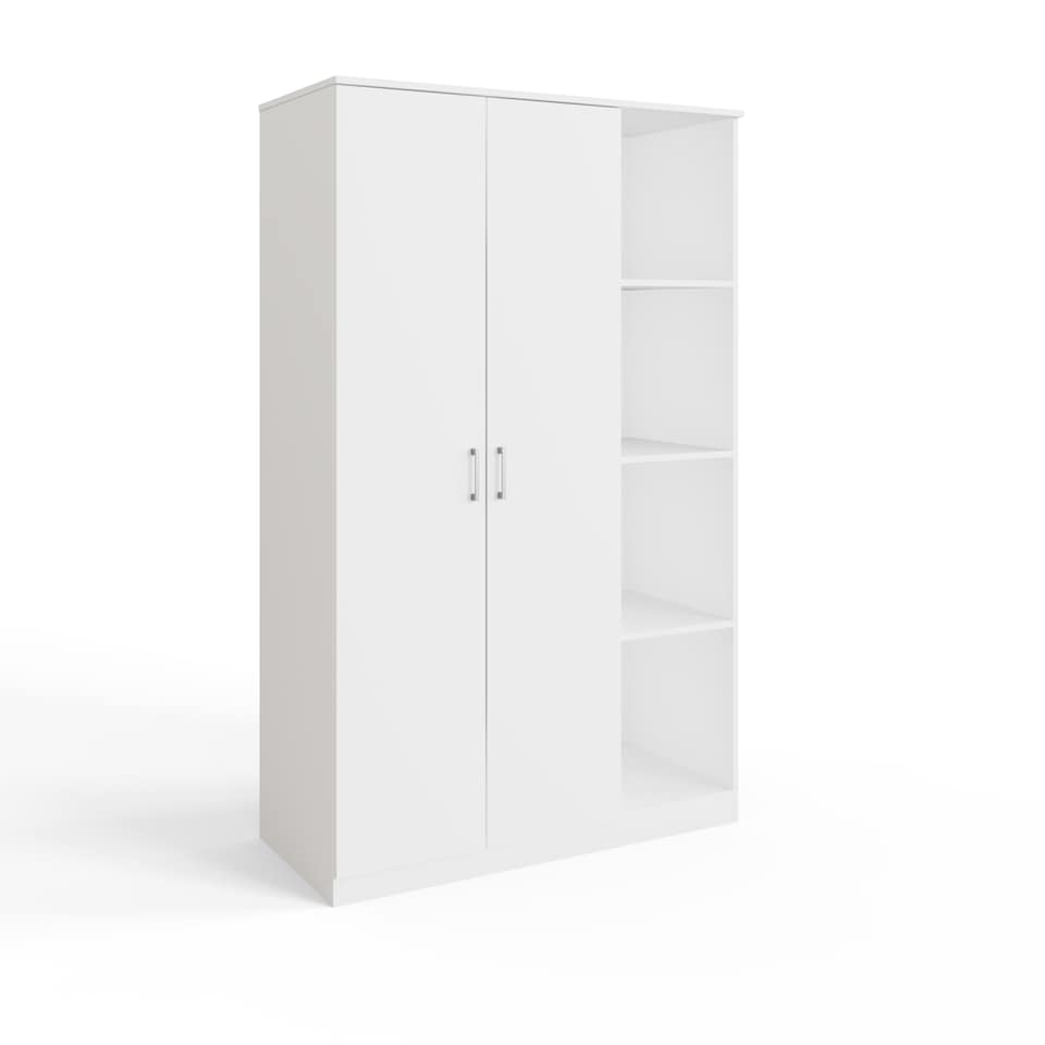 image 1 of Bailey 2 Door 4 Shelf Wardrobe | White | White