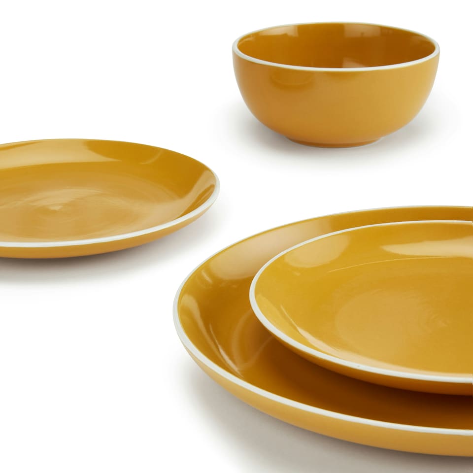 image 1 of 12pc Saffron Yellow Dinner Set