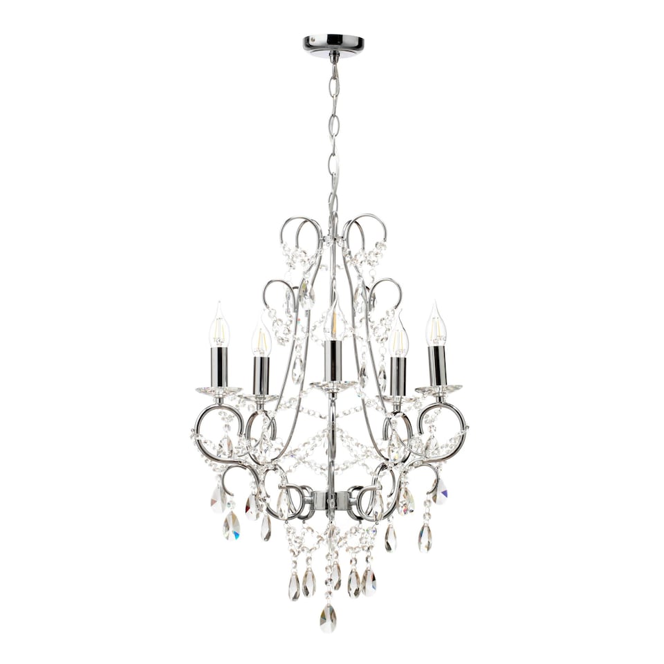 image 1 of BHS Viola 5 Light Chandelier, Silver