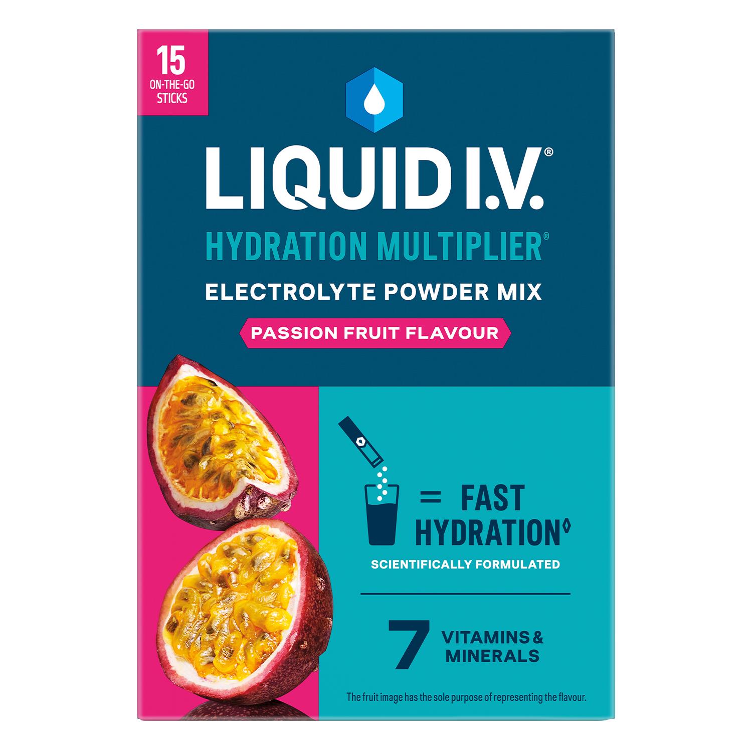 Liquid I.V. Passion Fruit Hydration Multiplier Electrolyte Powder Mix, 15 Sachets