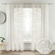 image 1 of Pair of Willow Natural Leaf Print Voile Panels 137 cm (54 inch) Rod Pocket Linen Look Panels for Bedroom and Living Room