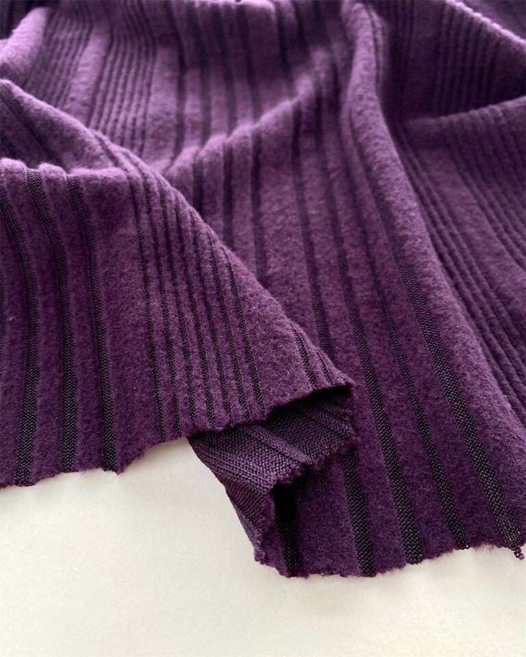 Minerva Core Range Purple Brushed Texture Rib Stretch Knit Fabric for Dressmaking, 160cm / 62" Wide - per metre