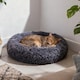 image 3 of Living and Home Calming Round Donut Plush Dog Cuddler Bed | Grey | Dark Grey