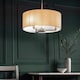image 2 of Daley 3 Light Multi Arm Ceiling Pendant Matt Nickel, Cylindrical Vintage White Silk Effect Shade, E14