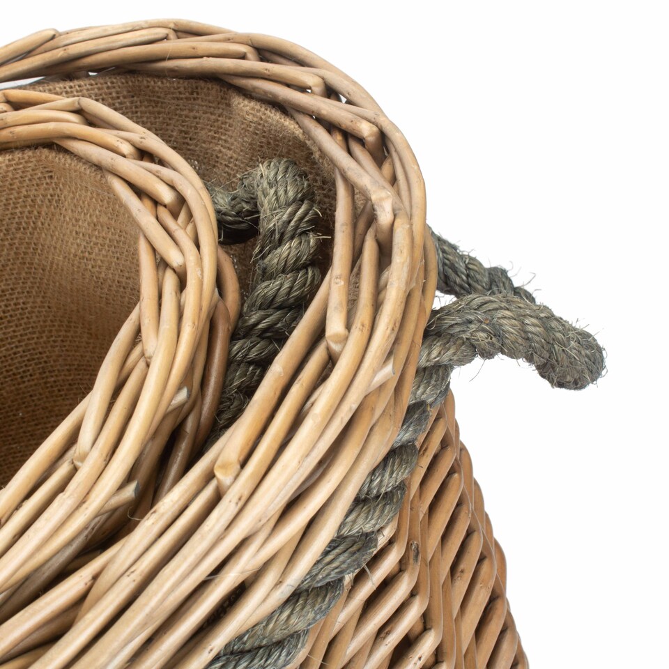 image 1 of Set 2 Oval Rope Handled Log Baskets
