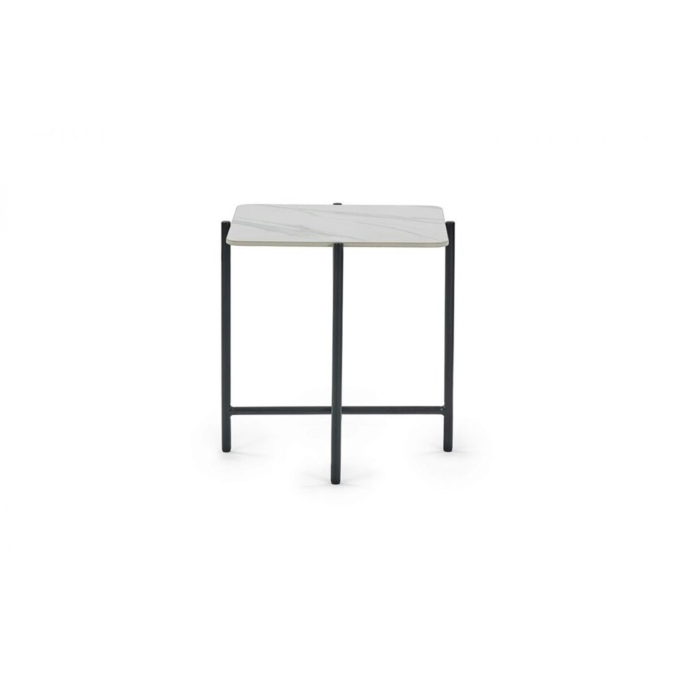 image 1 of Stylish White Marbled Top Lamp Table White