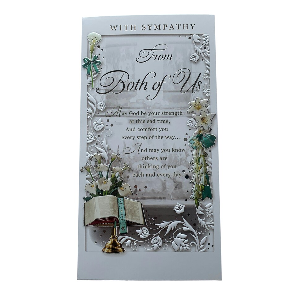 image 1 of From Both of Us Bible and Lily Flower Sympathy Opacity Card