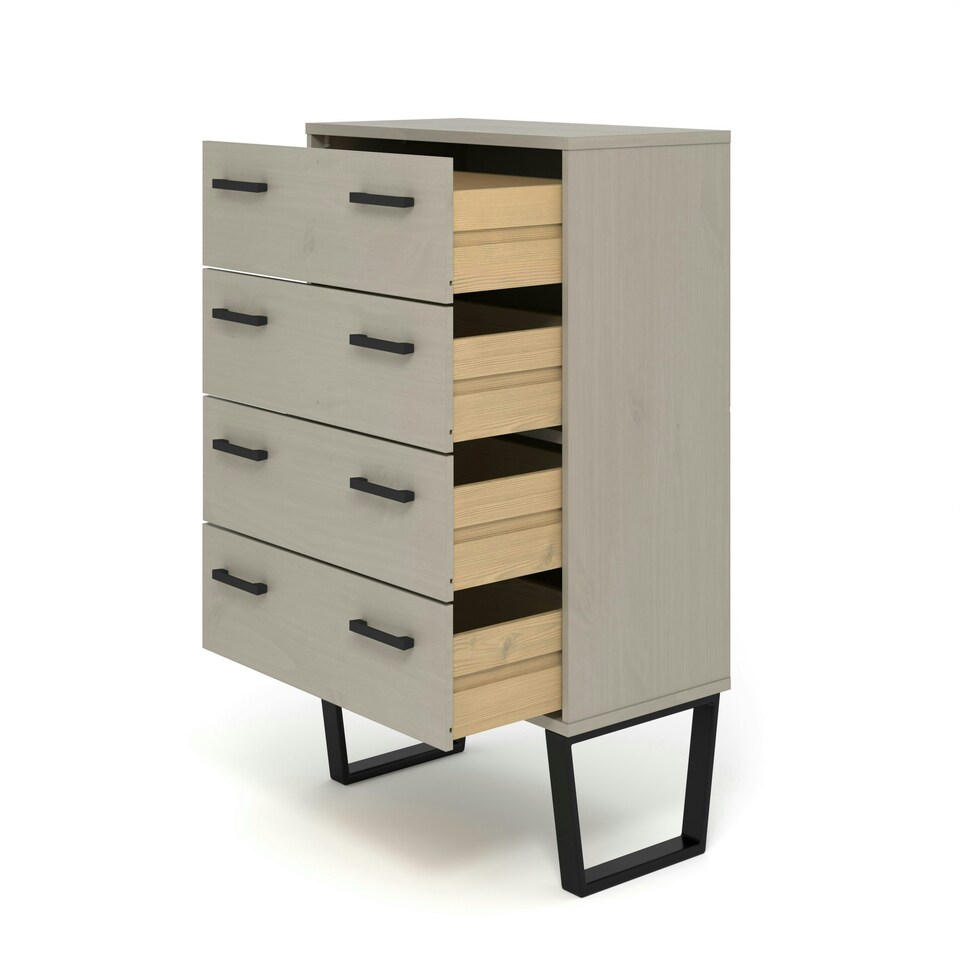 image 1 of Core Products Texas, 4 Drawer Chest Of Drawers H90.3cm x W76.5cm x D39.5cm Grey