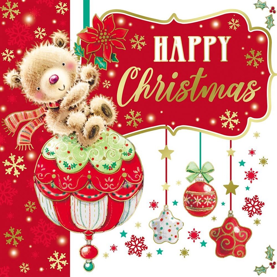 image 1 of Pack of 10 Festive Cute Teddy Bear Christmas Boxed Cards