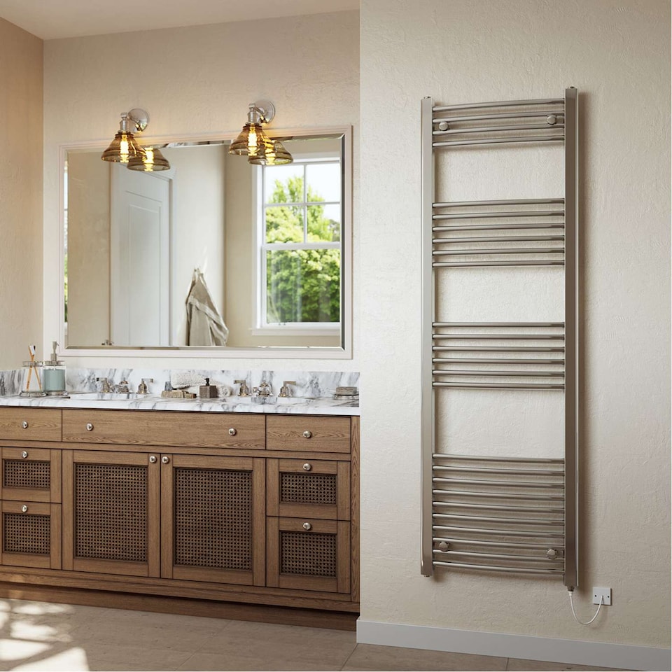 image 1 of Zennor - Chrome Electric Towel Rail H1600mm x W500mm Curved 400w Standard