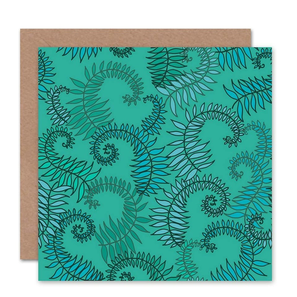 image 1 of Fern Green Illustration Pattern Plant Art Card