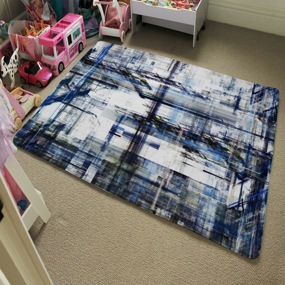 image 1 of Blue Grunge Pattern (Rug) Blue | XL: 160x230cm