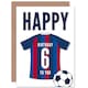 image 1 of Football Strip Kit Red Striped Top Age 6 Year Old Child Kids 6th Birthday Card