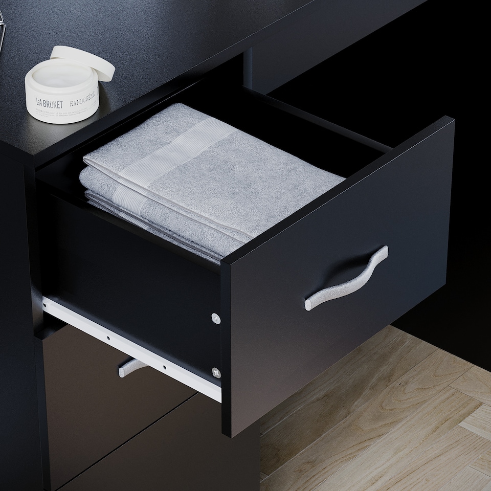 image 1 of Vida Designs Riano 3 Drawer Dressing Table Vanity Makeup Desk, Black