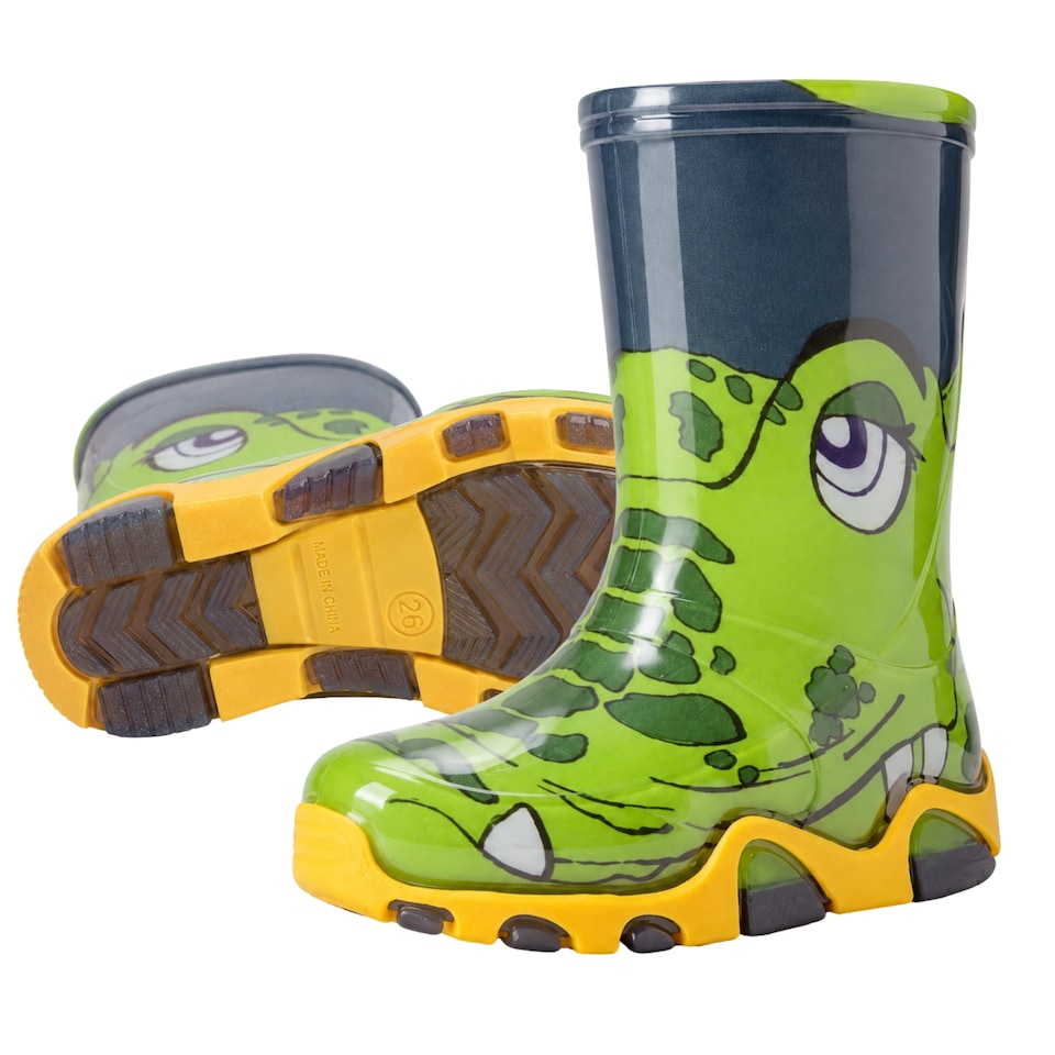 image 1 of Demar Stormer Reflective Kids' Wellies, Green Crocodile, EU 20/21