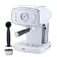 image 1 of Cooks Professional Retro Espresso Machine | 15-Bar Pressure | Steam Wand | Large 1.2L Water Tank | White & Silver
